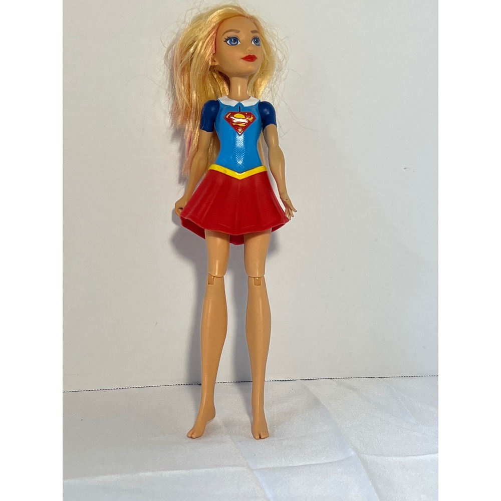 DC‎ Supergirl Doll Blonde Red Skirt Blue Top Superman Logo Action Figure